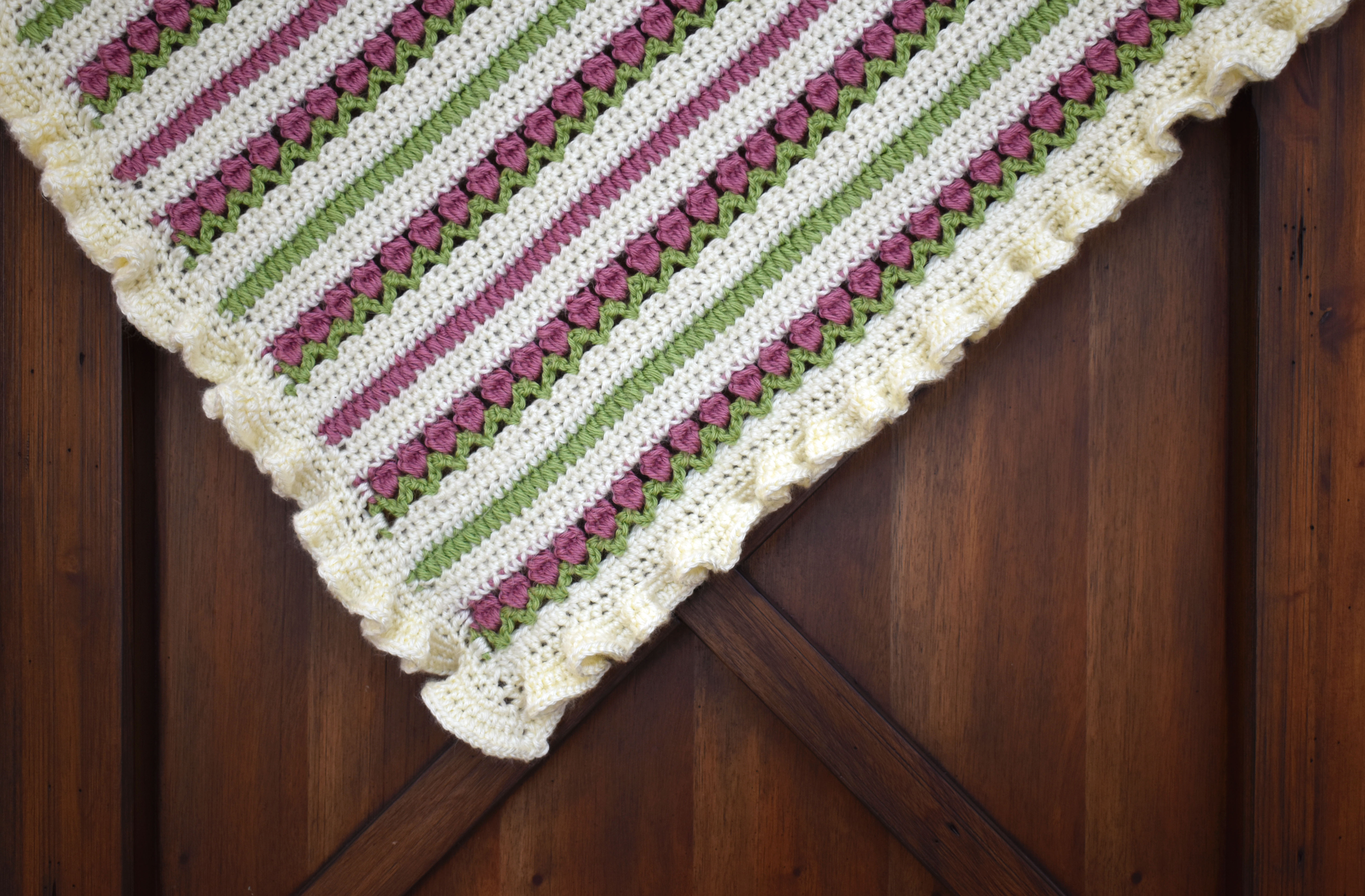 Ruffled Rose Garden Baby Blanket Crochet Pattern