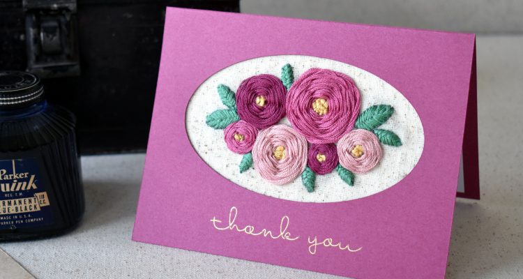 Hand Embroidered Bundle of Roses Card